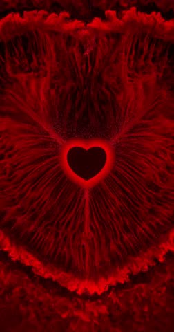 Vertical Heartbeat Loop. Dynamic red energy pulses with a central heart. Abstract and hypnotic for social media. 3D render