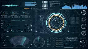 Motion graphic of Blue digital Head up display (HUD UI) and circuit panel technology interface screen with futuristic elements graph and chat panel abstract background video concepts - Powered by Shutterstock - Get 15% off with code: PIKWIZARD15