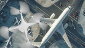 Real UAV Quadcopter Drone Flying Above an Airport. Drone Restricted No-Fly Zone Series. - Powered by Shutterstock - Get 15% off with code: PIKWIZARD15