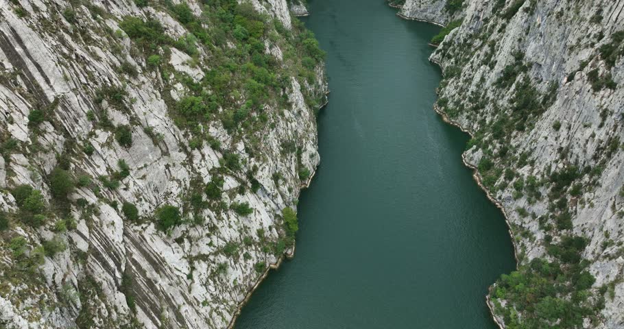 Aerial View Of Komani Lake And Rough Canyons In Kukes, Shkoder, Albania.