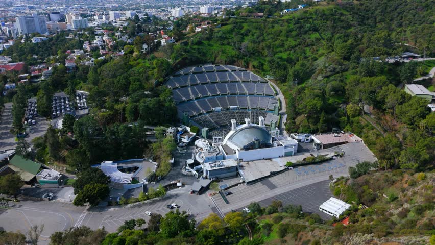 Aerial Panorama of Hollywood Bowl Amphitheatre Los Angeles California
