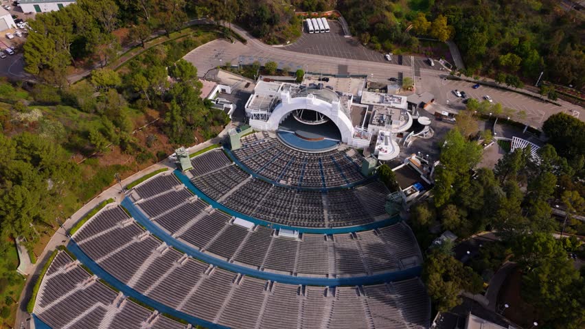 Wide Aerial Shot of Hollywood Bowl Amphitheatre Los Angeles California