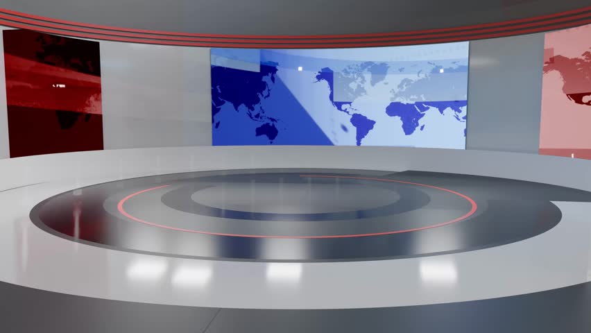 3D Virtual TV Studio News, Backdrop For TV Shows .TV On Wall.3D Virtual News Studio Background Loop