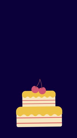 A fun and cheerful birthday cake animation with wiggling sprinkles. Perfect for birthday greetings, celebration videos, and party invitations. Bright colors and smooth motion enhance the festivity.