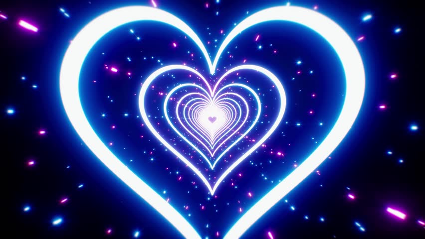 VJ Loops of Retro Neon Light Hearts
