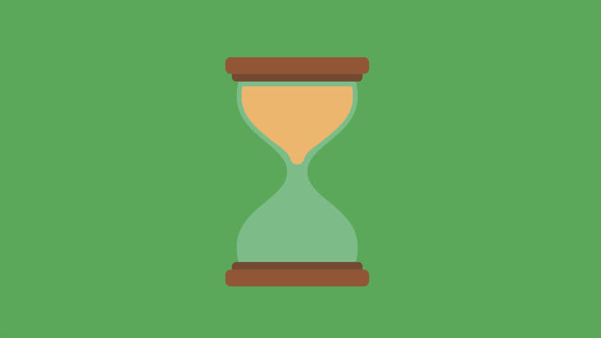 Hourglass or sand timer flipping animation on green background