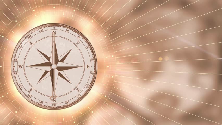 Close-up of navigational compass. compass realistic animation. Digital illustration of compass with arrow. Adventure, discovery, navigation, geography, transport and travel concept.