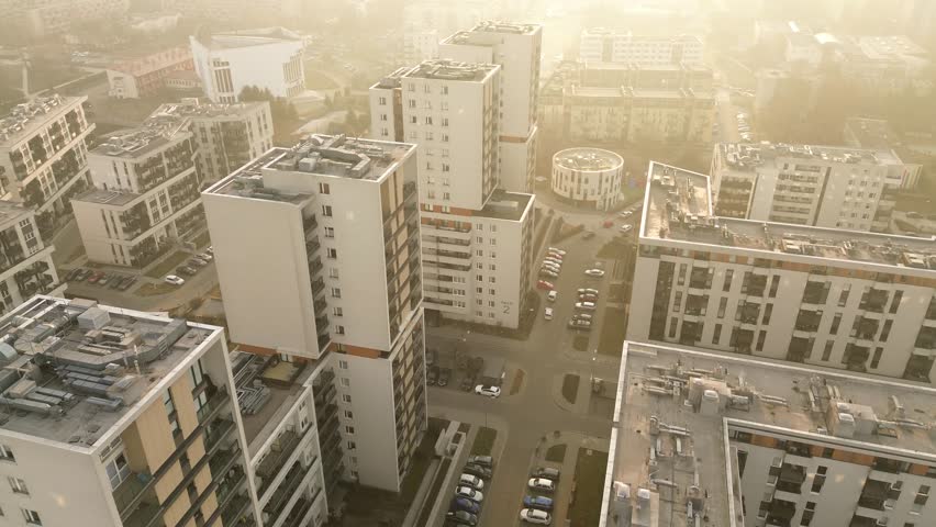 Newly built residential towers in European city
