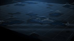 Flying through futuristic digital geology terrain, digital data telemetry and engineer topography with contour lines. 3D wireframe cartography concept.  - Powered by Shutterstock - Get 15% off with code: PIKWIZARD15