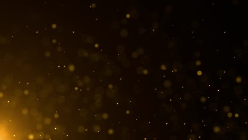 Golden particles light slowly rises into the sky, like a galaxy of stars, romantic and dreamy, suitable for title elements, logo display, video opening, award stage background video, 4K.