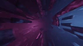 A dynamic looping animation featuring a high-speed journey through a collapsing cyber vortex, with fragmented metallic structures and deep purple-blue lighting creating an intense sci-fi atmosphere - Powered by Shutterstock - Get 15% off with code: PIKWIZARD15