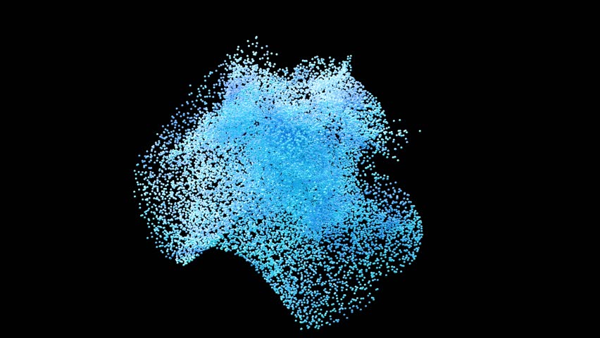Blue Particles Waving, Abstract background, seamless loop animation, alpha channel, 3d render