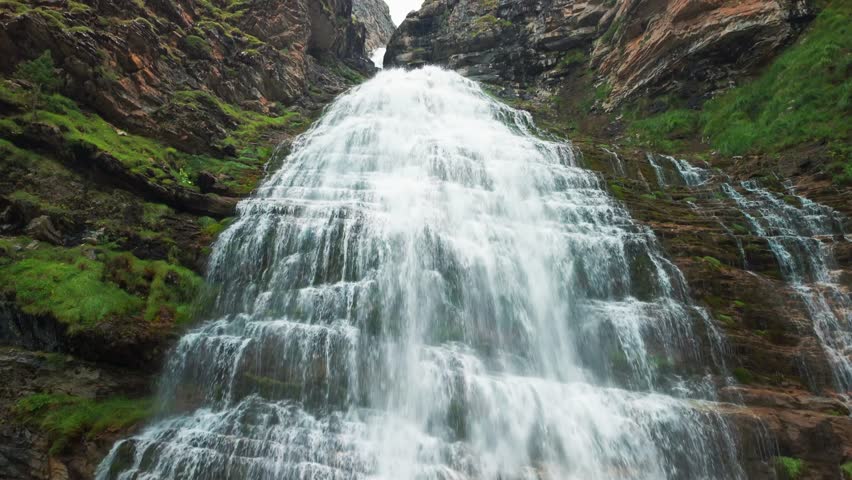 Cola de Caballo Waterfall in the Ordesa y Monte Perdido National Park, Spanish Pyrenees. 