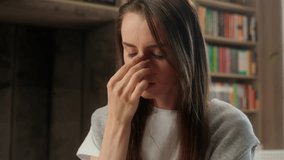 Caucasian tired woman take off glasses female overworked student stress school worker library health problem headache migraine head eyes strain businesswoman indoor business girl sad painful teacher - Powered by Shutterstock - Get 15% off with code: PIKWIZARD15