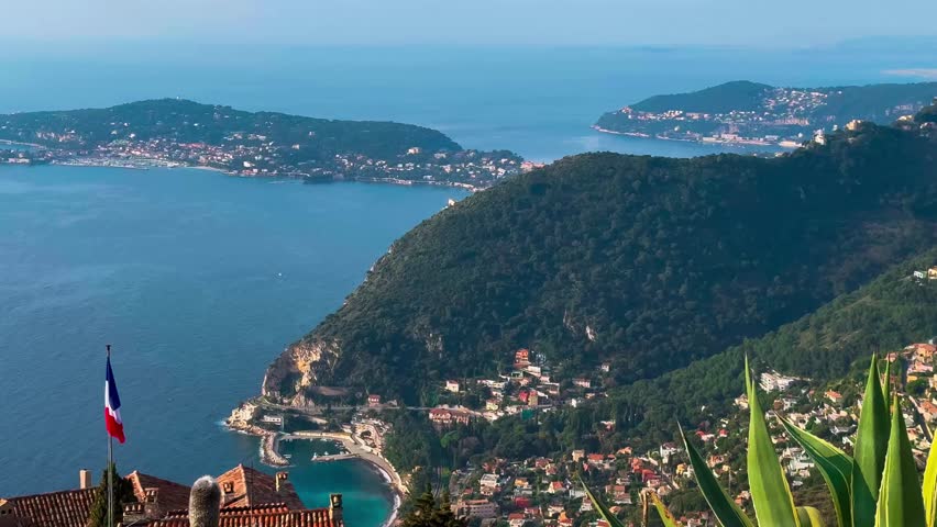 Exotic garden Jardin Exotique d'Eze in the village of Eze Provence, Alps, Cote d'Azur France February 27, 2025. High quality 4k footage