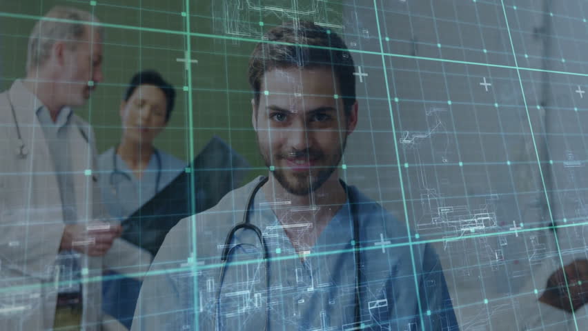 In hospital, medical professionals using animation with digital data overlay. Healthcare, technology, innovation, hologram, analysis, futuristic - Powered by Shutterstock - Get 15% off with code: PIKWIZARD15