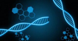 Animation of lock symbol over DNA strands, representing data security in school. Cybersecurity, encryption, genetics, biotechnology, protection, education - Powered by Shutterstock - Get 15% off with code: PIKWIZARD15