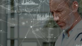 Doctor using tablet with network connections and data processing animation overlay. Healthcare, technology, innovation, digital, communication, futuristic - Powered by Shutterstock - Get 15% off with code: PIKWIZARD15