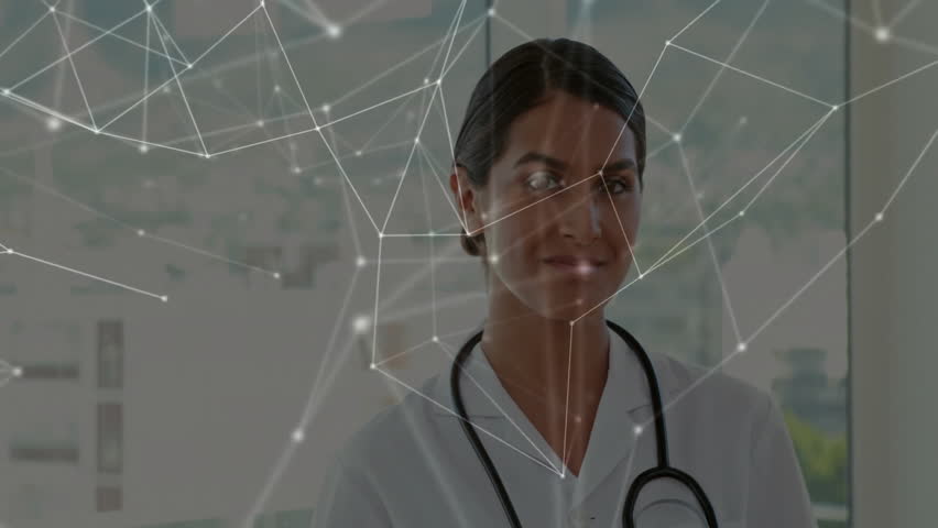 Doctor using tablet with network connections and data processing animation overlay. Technology, healthcare, digital, connectivity, innovation, analysis - Powered by Shutterstock - Get 15% off with code: PIKWIZARD15