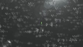 Animation of mathematical equations with green crosshair and light flare on dark grid. Mathematics, technology, digital, futuristic, science, abstract - Powered by Shutterstock - Get 15% off with code: PIKWIZARD15