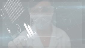 Futuristic data interface with DNA strand and geometric shapes overlay animation. Technology, innovation, science, genetics, digital, biotech - Powered by Shutterstock - Get 15% off with code: PIKWIZARD15