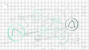 Animation of geometric shapes and social media icons on math equations background. Abstract, design, digital, network, technology, connection - Powered by Shutterstock - Get 15% off with code: PIKWIZARD15