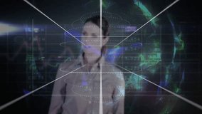 In school, person interacting with animation of QR code and digital data graphics. Technology, education, innovation, futuristic, interactive, augmented reality - Powered by Shutterstock - Get 15% off with code: PIKWIZARD15