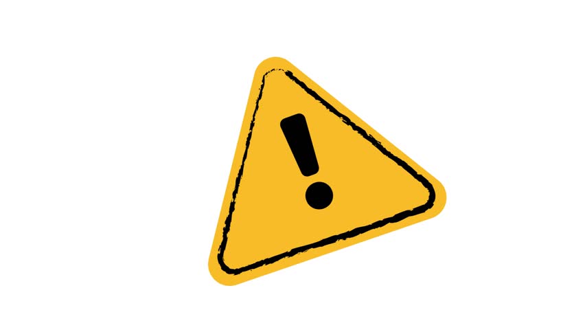 warning exclamation mark stamp seal mark badge yellow triangle important notice stomp wiggle animated