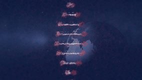 Animation of DNA strand and binary coding over digital globe in blue and red tones. Genetics, technology, science, biotechnology, innovation, futuristic - Powered by Shutterstock - Get 15% off with code: PIKWIZARD15
