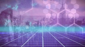 Animation of futuristic brain hologram with hexagonal patterns and data on grid. technology, innovation, artificial intelligence, neuroscience, digital, holography - Powered by Shutterstock - Get 15% off with code: PIKWIZARD15