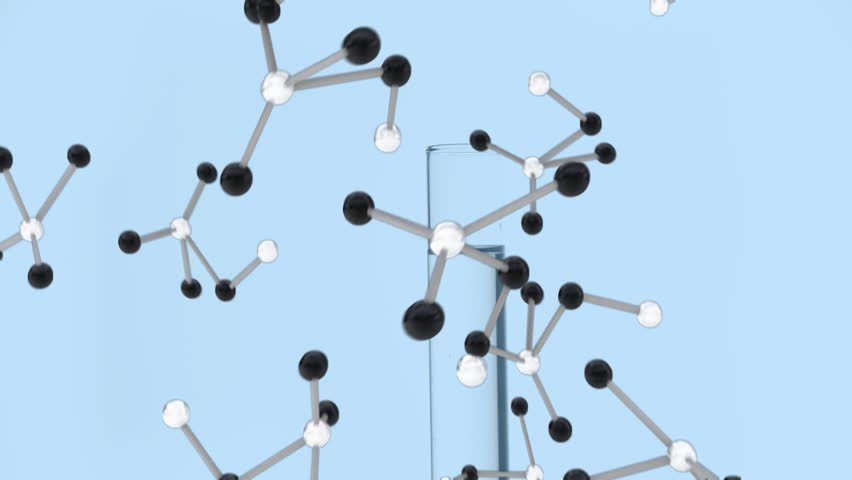 Floating animation of DNA strand and molecular structures over light blue background. Genetics, biotechnology, science, biology, helix, laboratory - Powered by Shutterstock - Get 15% off with code: PIKWIZARD15