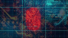 Fingerprint and digital data processing animation over circuit board background. Technology, cybersecurity, biometrics, authentication, electronics, security - Powered by Shutterstock - Get 15% off with code: PIKWIZARD15