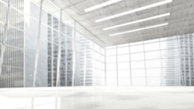 Digital clock animation over modern office interior with large windows. Time, business, technology, corporate, futuristic, workspace - Powered by Shutterstock - Get 15% off with code: PIKWIZARD15