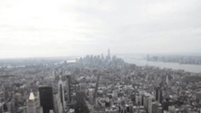 Aerial view of city skyline with futuristic clock animation overlaying buildings. Urban, metropolis, innovation, technology, architecture, landscape - Powered by Shutterstock - Get 15% off with code: PIKWIZARD15