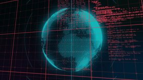 Animation of digital globe with circuit patterns surrounded by coding elements. Technology, programming, software, innovation, futuristic, virtual - Powered by Shutterstock - Get 15% off with code: PIKWIZARD15