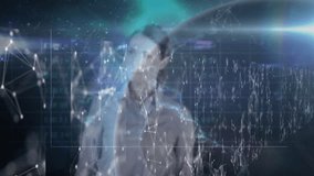 Interacting with futuristic animation, businesswoman analyzing digital graphs in office. Technology, innovation, analytics, professional, data - Powered by Shutterstock - Get 15% off with code: PIKWIZARD15