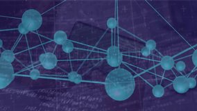 Network of connections and data processing animation over smartphone and graphs. Technology, digital, communication, analytics, innovation, connectivity - Powered by Shutterstock - Get 15% off with code: PIKWIZARD15