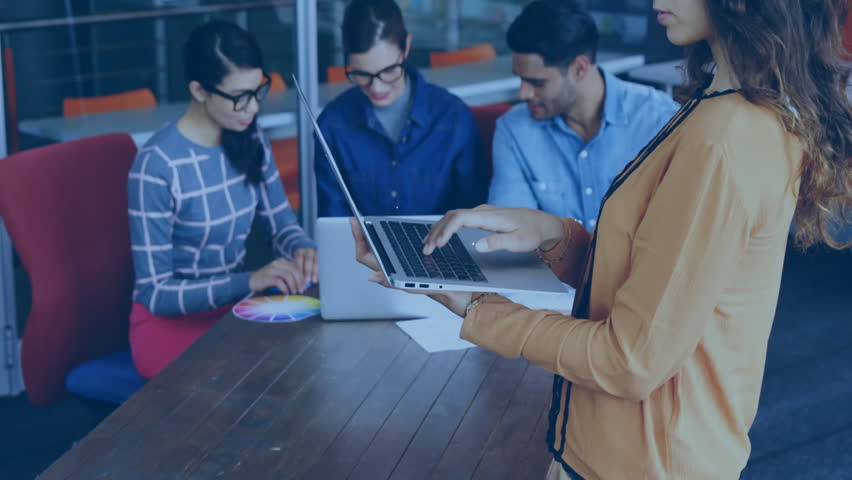 Collaborating business team with network connections and data processing animation. Teamwork, collaboration, analytics, technology, innovation, communication - Powered by Shutterstock - Get 15% off with code: PIKWIZARD15