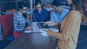 Collaborating business team with network connections and data processing animation. Teamwork, collaboration, analytics, technology, innovation, communication - Powered by Shutterstock - Get 15% off with code: PIKWIZARD15