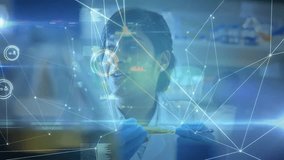 Examining sample, scientist using digital data processing animation overlay in lab. Research, science, laboratory, innovation, technology, data analysis - Powered by Shutterstock - Get 15% off with code: PIKWIZARD15