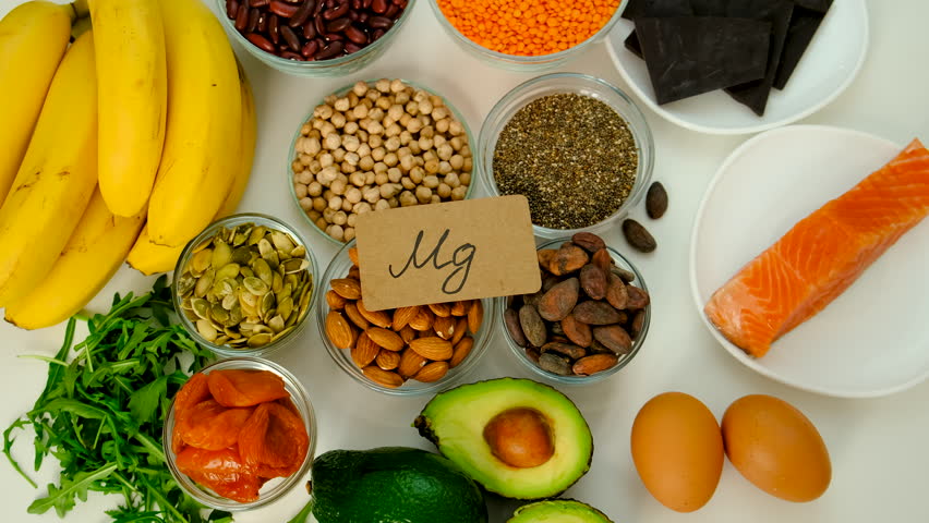 food products containing magnesium. Selective focus.