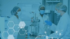 Scientists in lab coats working with digital brain and molecule animation overlay. Science, research, laboratory, innovation, technology, neuroscience - Powered by Shutterstock - Get 15% off with code: PIKWIZARD15