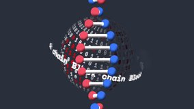 DNA strand and binary coding, processing scientific data in school animation. Science, genetics, technology, education, molecules, analysis - Powered by Shutterstock - Get 15% off with code: PIKWIZARD15