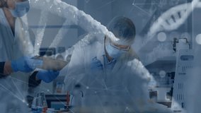 Conducting animation experiment, scientist in laboratory with digital network overlay. Technology, innovation, research, data, futuristic - Powered by Shutterstock - Get 15% off with code: PIKWIZARD15