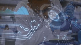 In school, scientist using animation for futuristic data visualization in lab. Technology, innovation, laboratory, science, research, experiment - Powered by Shutterstock - Get 15% off with code: PIKWIZARD15