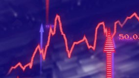 Animation showing rising red graph line with digital clock on blue background. Business, finance, growth, data, progress, statistics - Powered by Shutterstock - Get 15% off with code: PIKWIZARD15