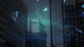 Cityscape background with digital globe animation showing network connections. technology, communication, data, futuristic, global, internet - Powered by Shutterstock - Get 15% off with code: PIKWIZARD15