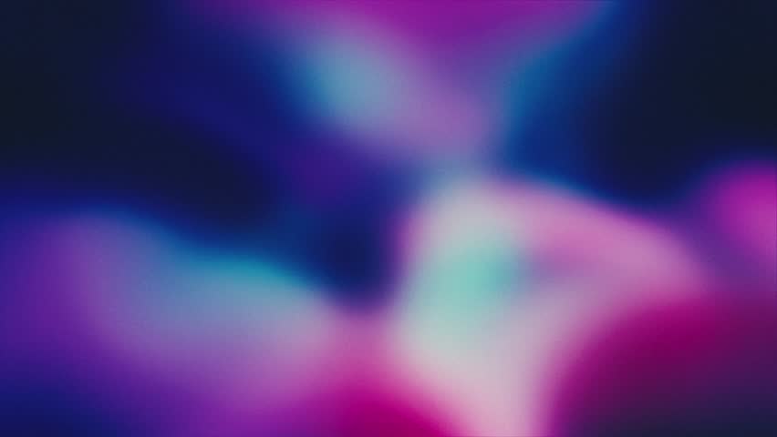 Abstract blurred spots in blue, pink, and purple, resembling watercolor or fog, on a dark blue or black background, digital noise and grain texture, chaotic amorphous shapes, minimalistic style