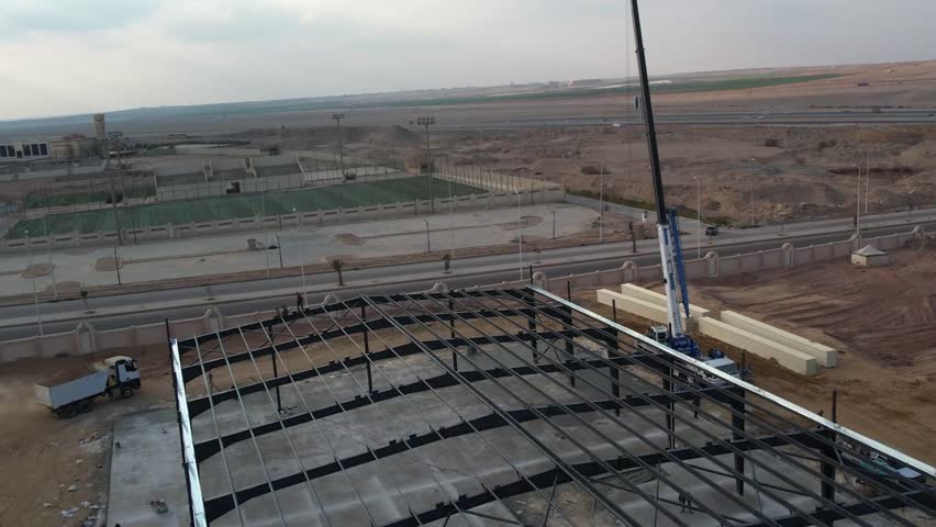 factory construction site in the desert metal works