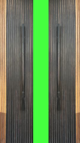 Long Wooden Doors Opening and Closing with Green Screen for keying, 4k Footage seamless loop.